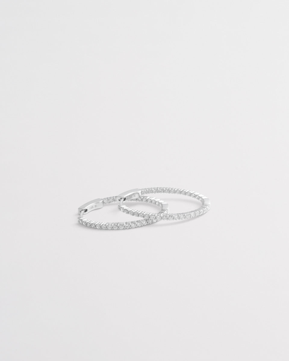 diamond oval hoop earrings
